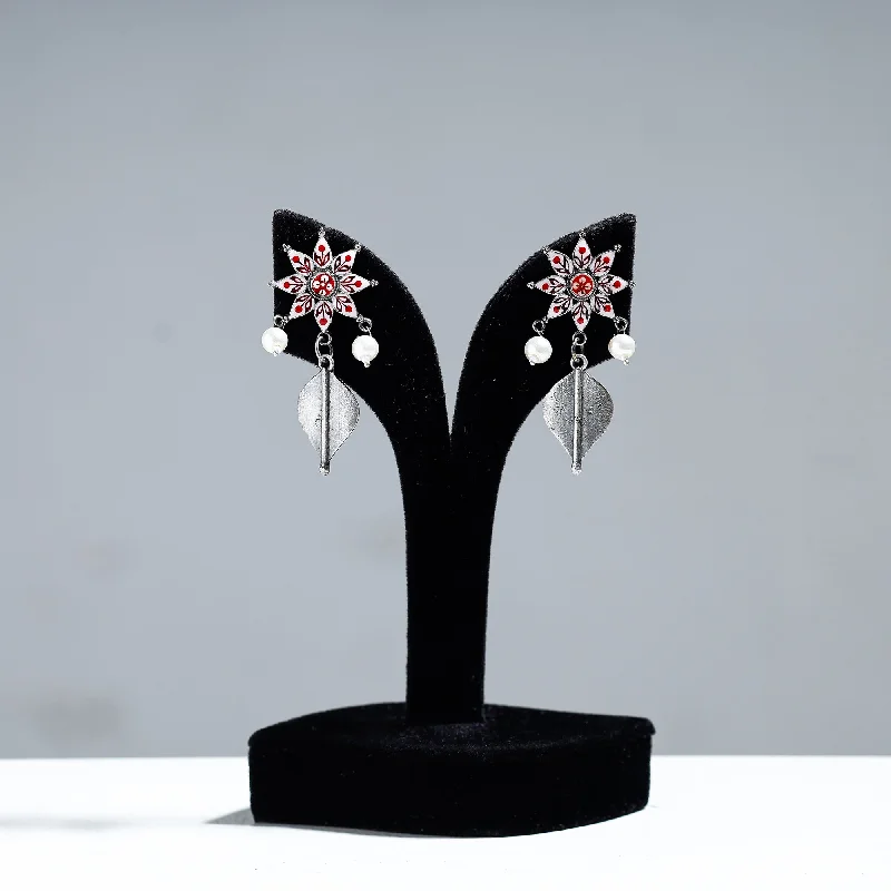 Elegant Jewelry, Exclusive Prices – Shop Now Antique Silver Finish Oxidised Brass Base Enamel Work Earrings