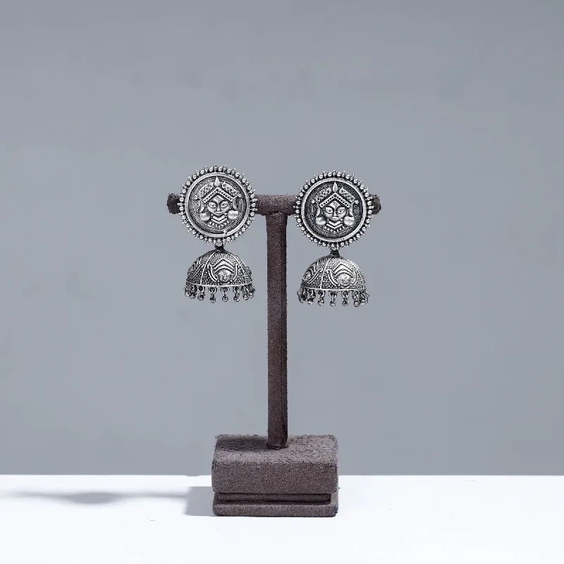 Antique Silver Finish Oxidised Brass Base Jhumki Earrings