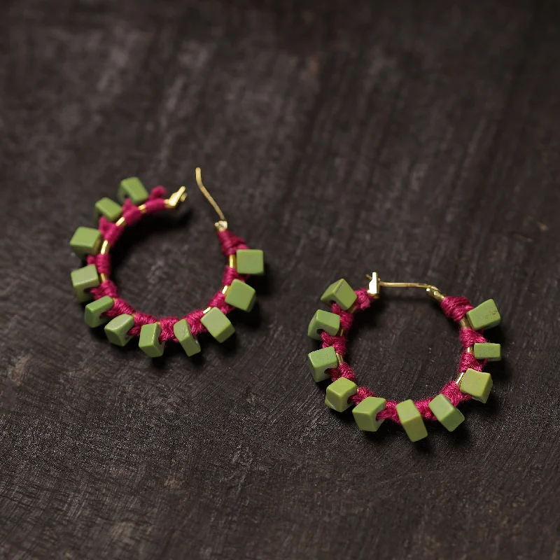Dainty Floral Jewelry For Feminine Elegance Zeba Handmade Thread & Stone Work Earrings 08