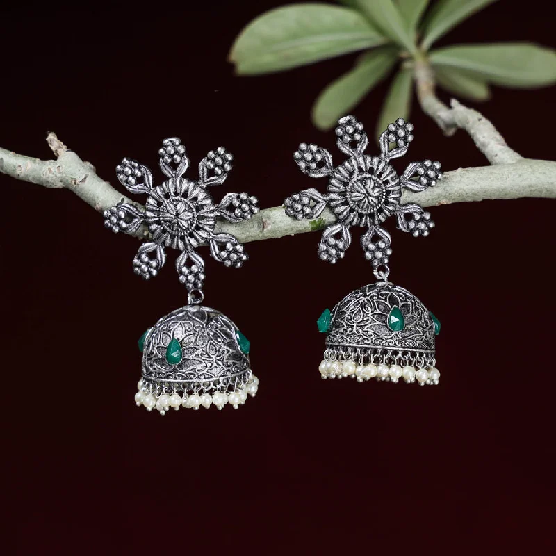Eco-Friendly Sustainable Jewelry For Conscious Buyers Antique Silver Finish Oxidised Special Brass Base Jhumki Earrings