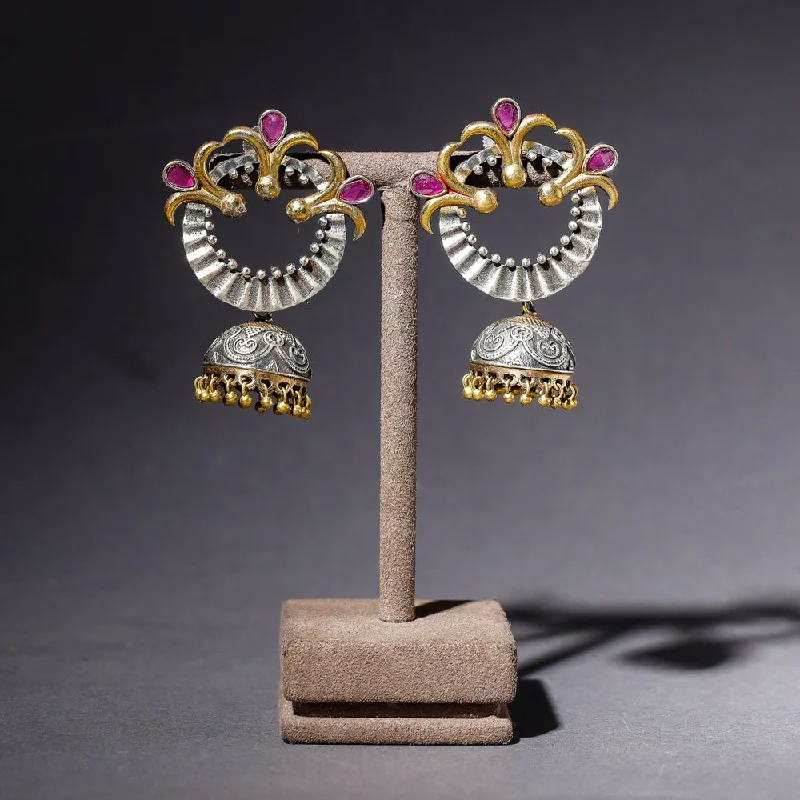 Affordable Glamour – Must-Have Jewelry At Special Rates Oxidised Antique Finish Dual Tone Stone GS Jhumki Earrings
