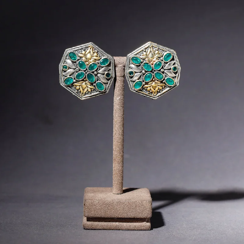 Get The Sparkle You Love At Prices You Adore Oxidised Antique Finish Dual Tone Stone GS Earrings