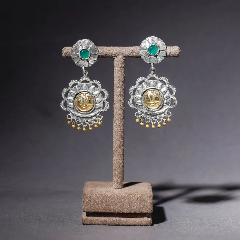 Jewelry Clearance Event – Stock Up Before It's Over Oxidised Antique Finish Dual Tone Stone GS Earrings