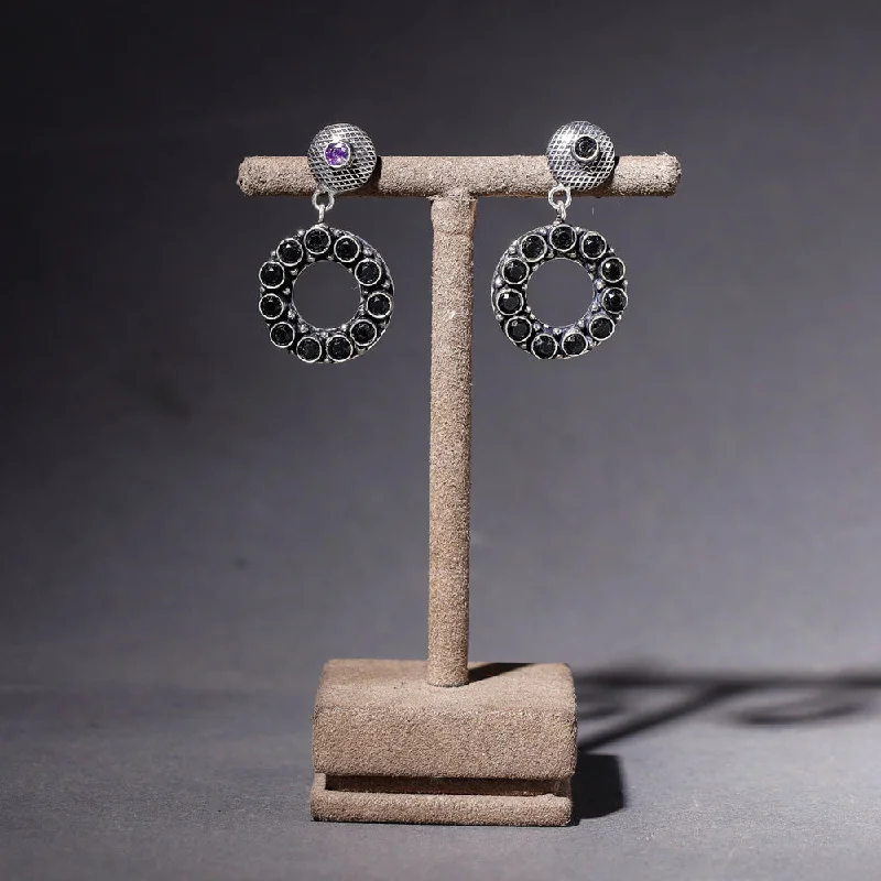 Fashion-Forward Jewelry At Exclusive Discounts Antique Finish Oxidised German Silver Stone Earrings