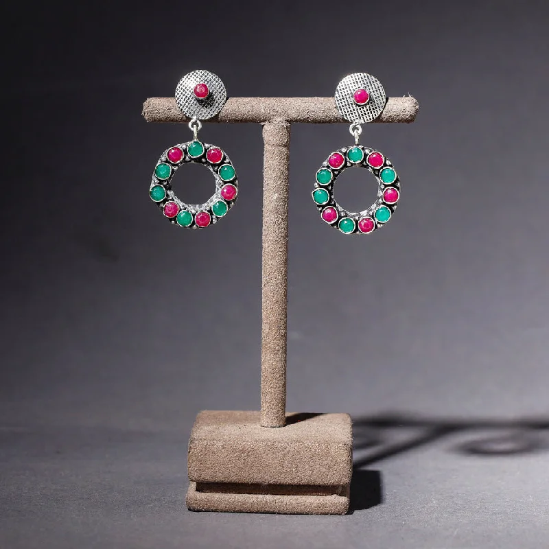 Your Perfect Accessory Now At The Best Price Antique Finish Oxidised German Silver Stone Earrings