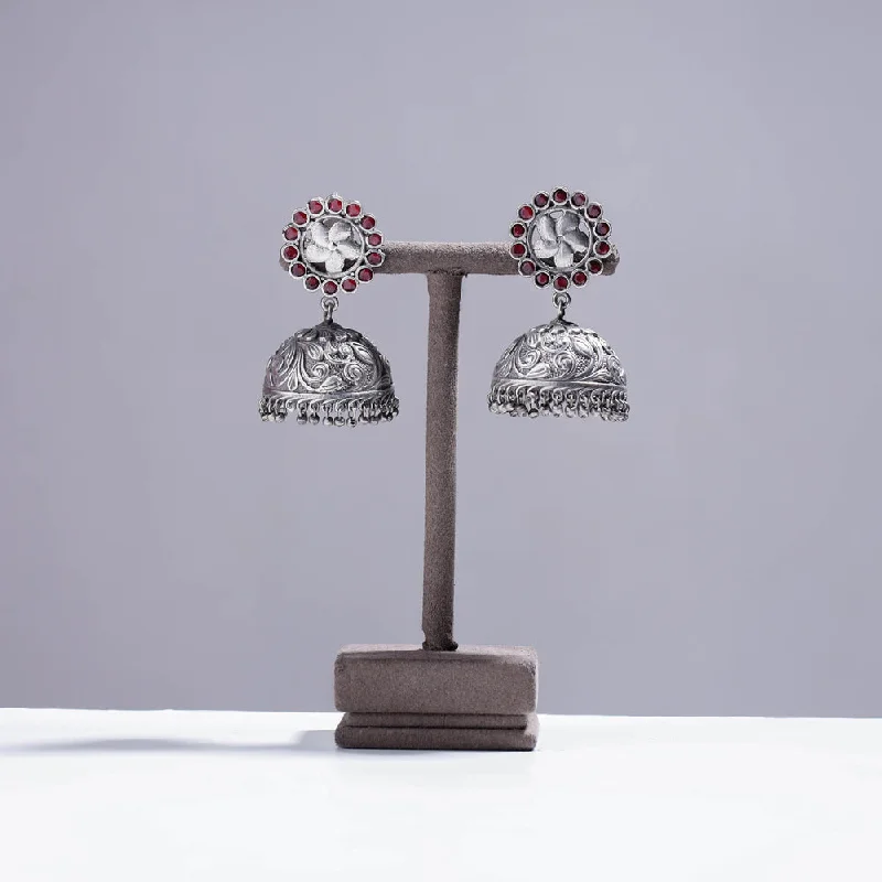 Antique Silver Finish Oxidised Brass Base Earrings