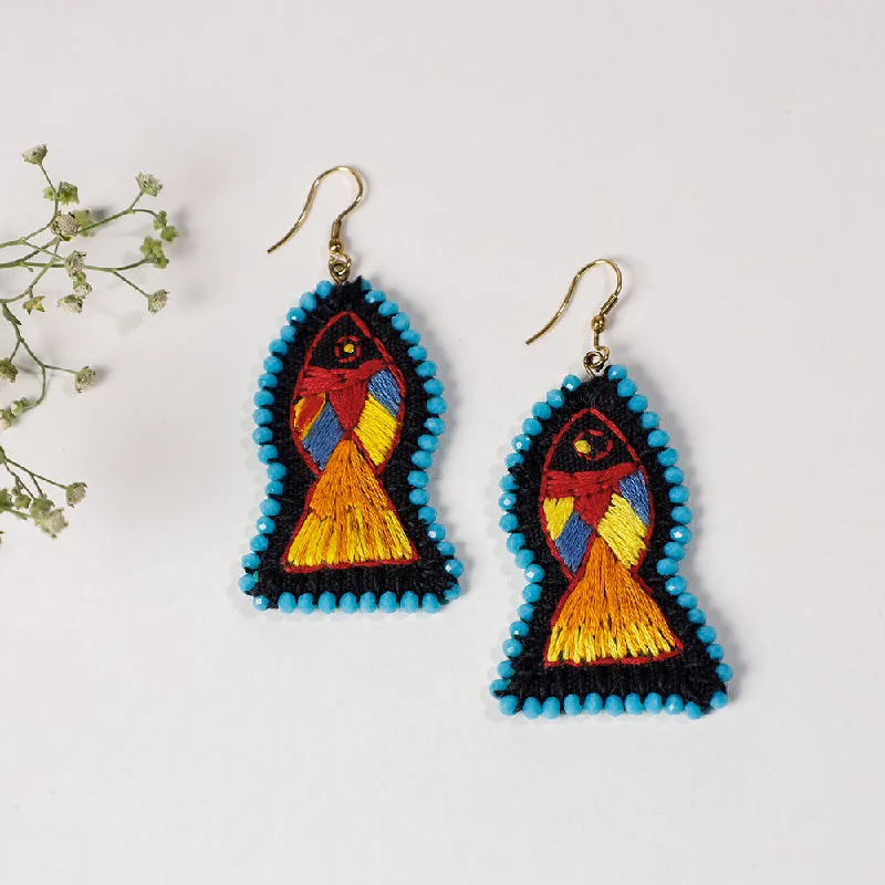 Affordable Glamour – Premium Jewelry At Special Prices Hand Embroidery Fabart Beadwork Earrings by Rangila Dhaga