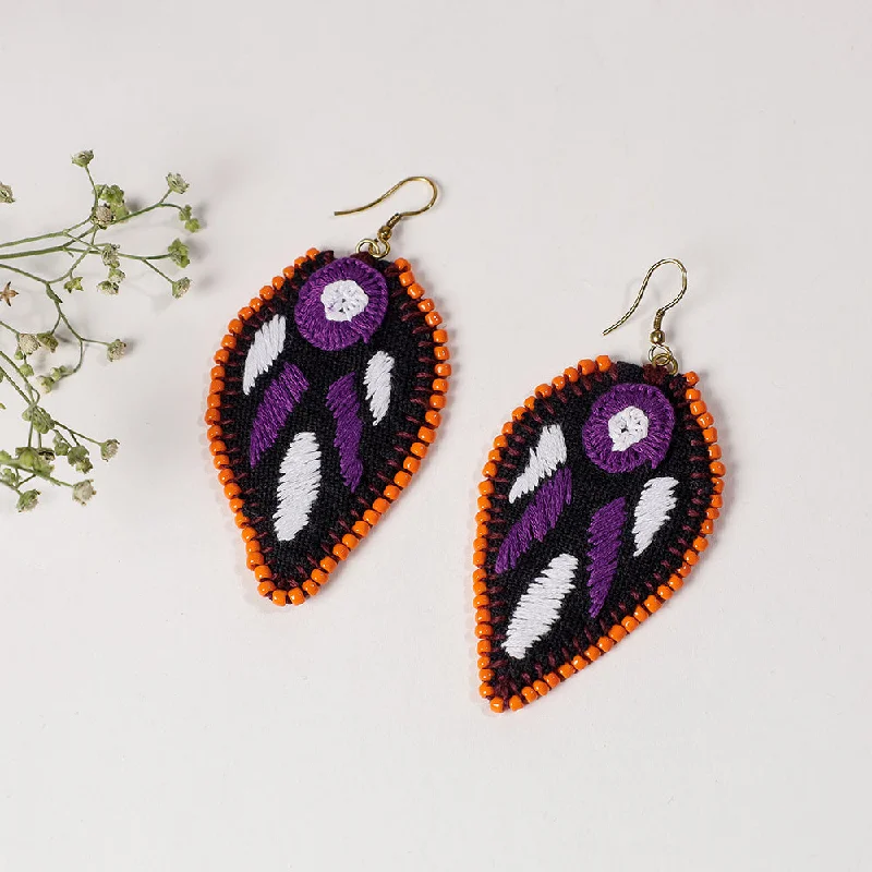 Luxury Jewelry Sale – Sparkle For Less Hand Embroidery Fabart Beadwork Earrings by Rangila Dhaga