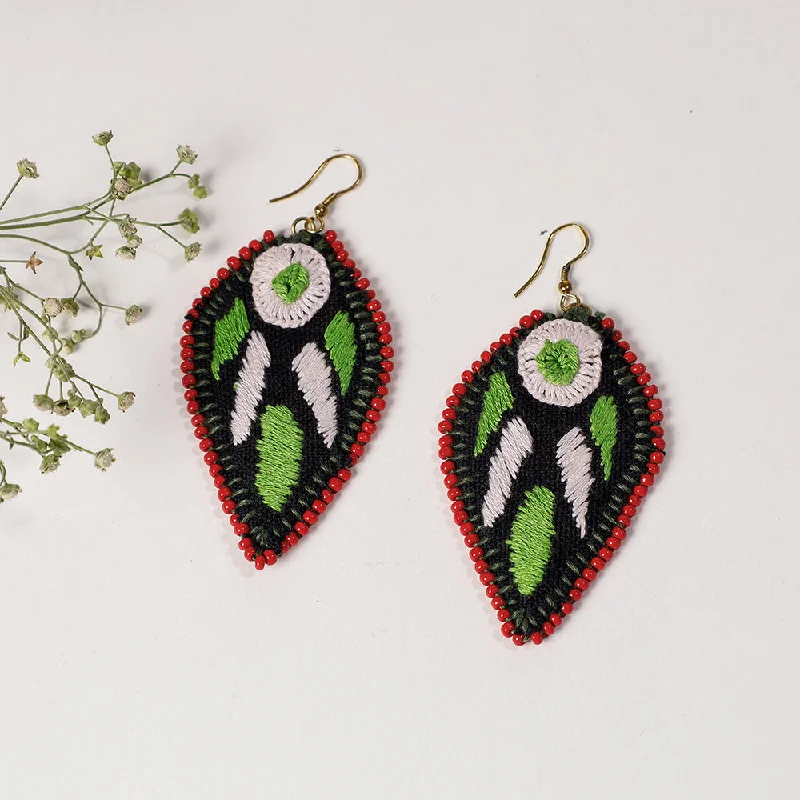Personalized Jewelry At Special Discount Rates Hand Embroidery Fabart Beadwork Earrings by Rangila Dhaga