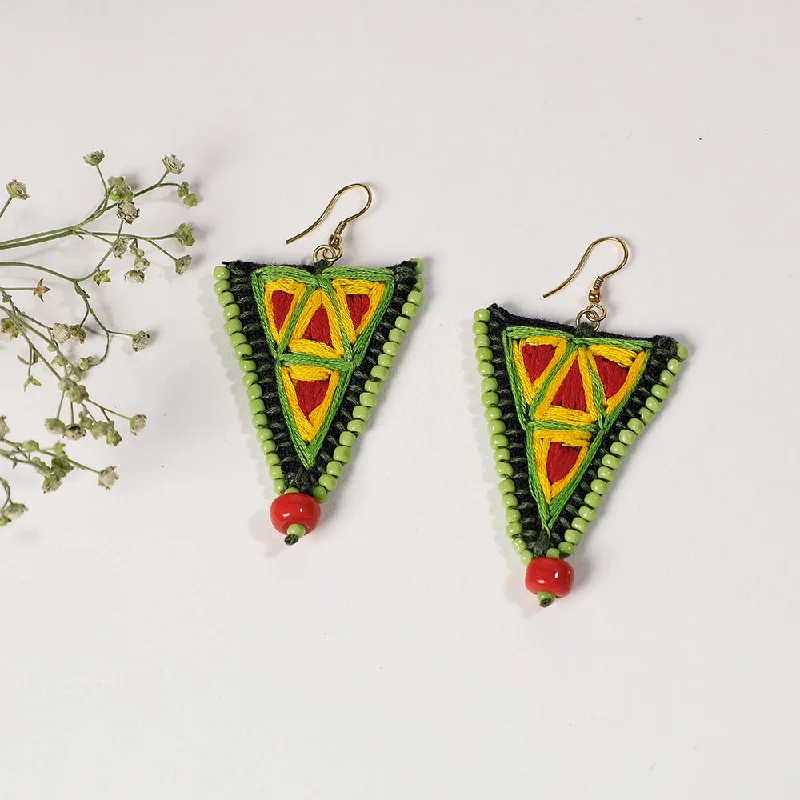 Clearance Sale On High-End Jewelry Collections Hand Embroidery Fabart Beadwork Earrings by Rangila Dhaga