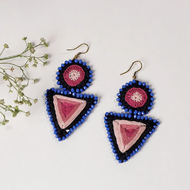 Waterproof Stainless Steel Jewelry For Lasting Beauty Hand Embroidery Fabart Beadwork Earrings by Rangila Dhaga