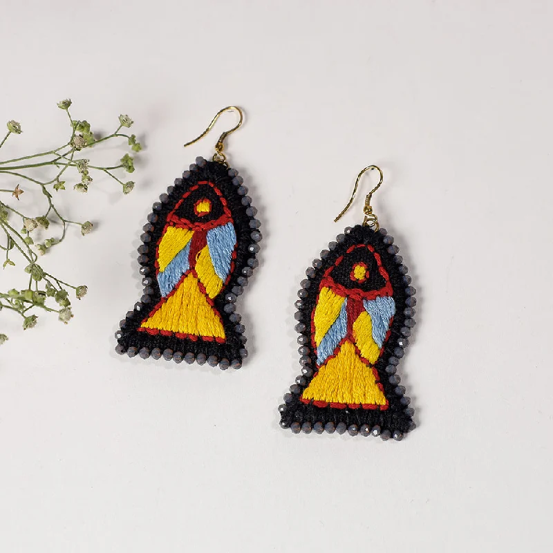 Seasonal Jewelry Sale – Upgrade Your Style Today Hand Embroidery Fabart Beadwork Earrings by Rangila Dhaga