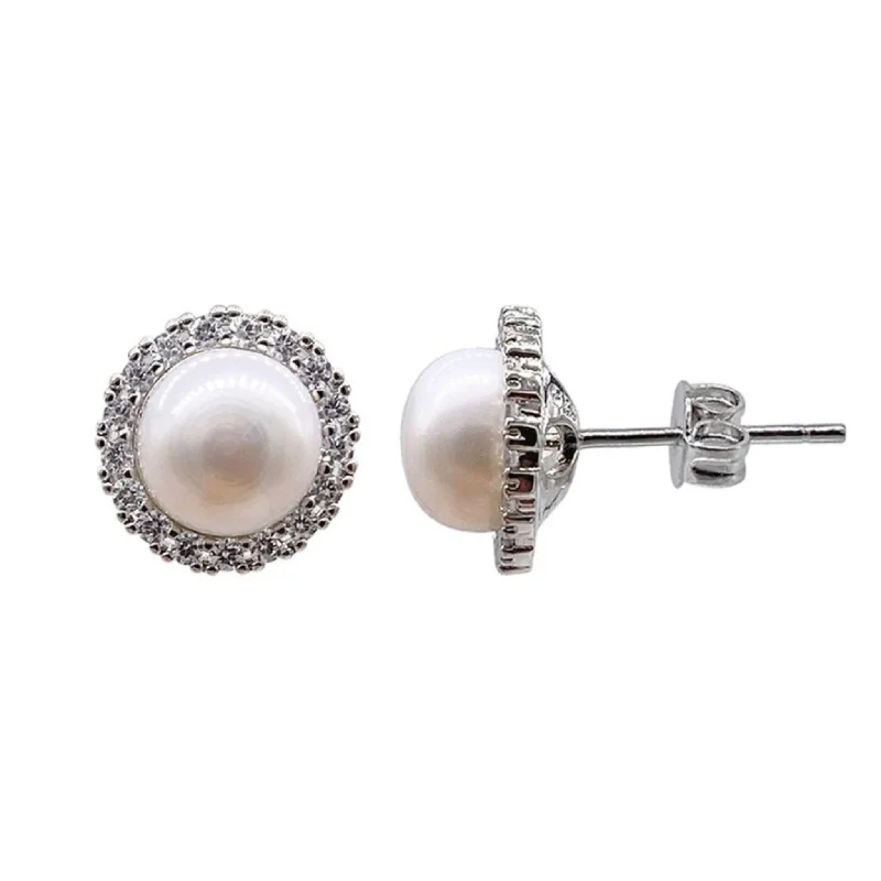 Trendy Minimalist Jewelry For Everyday Wear Adornia Adornia Freshwater Pearl Halo Earrings silver