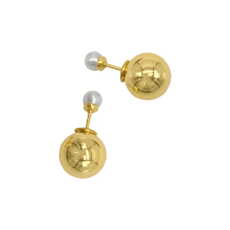 Adornia Pearl Double-sided Ball Earrings gold