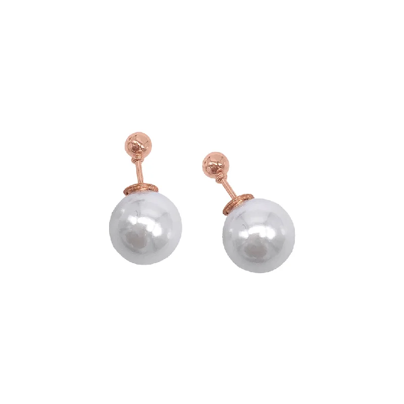 Adornia Pearl Double-sided Ball Earrings rose gold