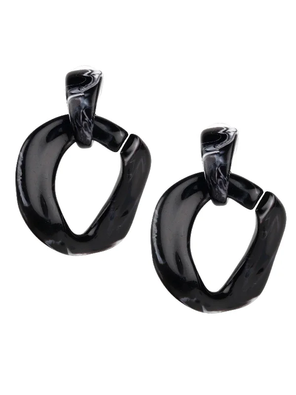 Odette Women Black Hoop Earrings