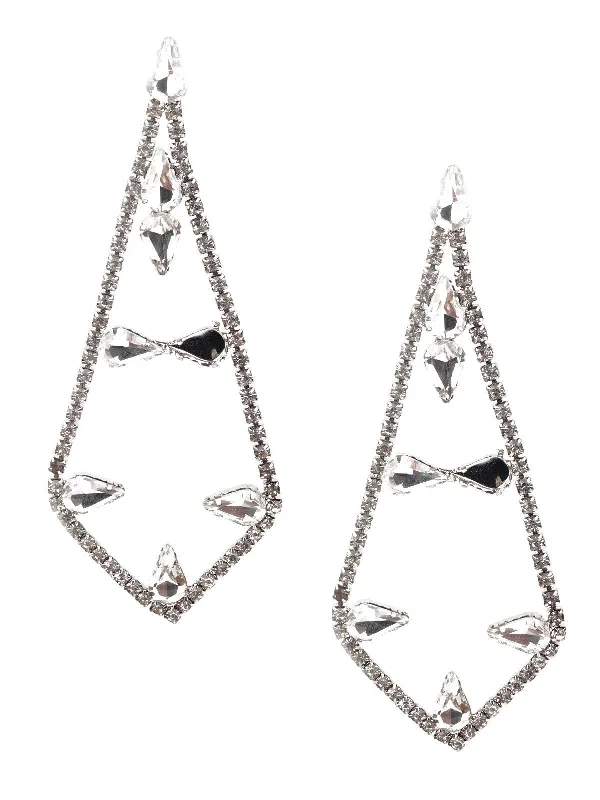 Odette Women White Stone Dangler Earring