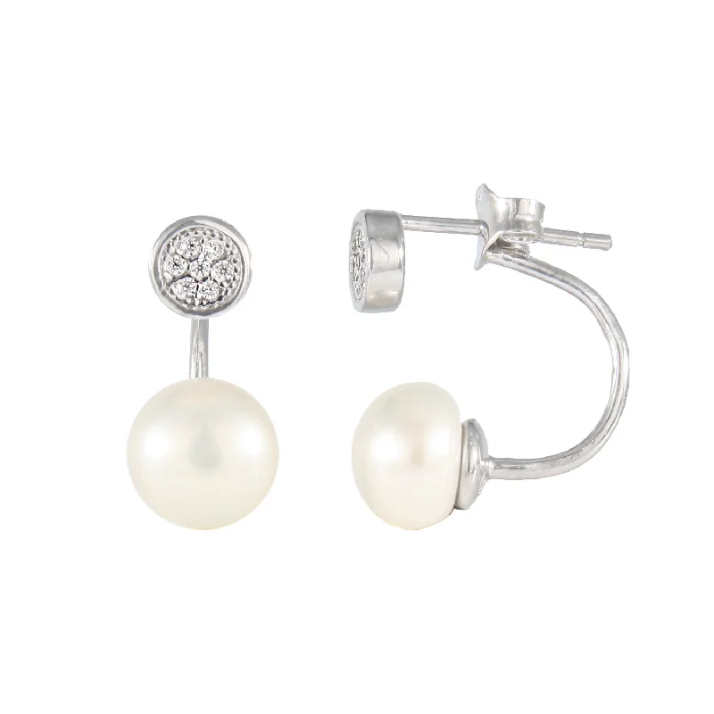 Sterling Silver 7-7.5mm Freshwater Pearl Earrings