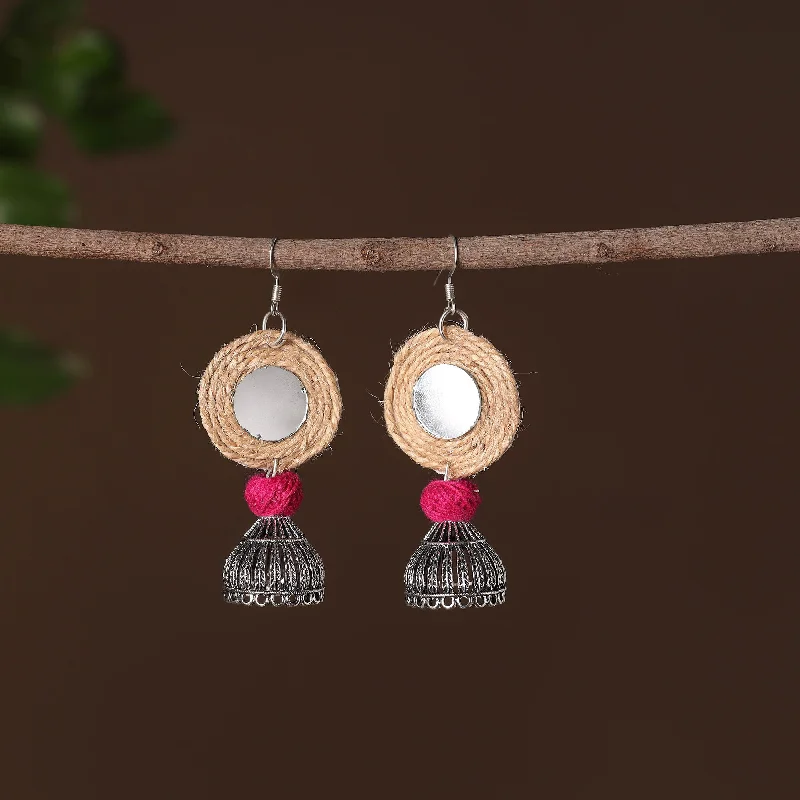 Manvi German Silver Jute Jhumki Earrings