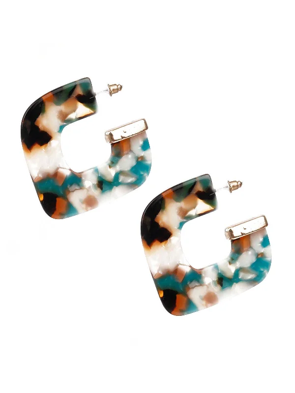 Odette Women Ornate Multicolored Hoop Earrings