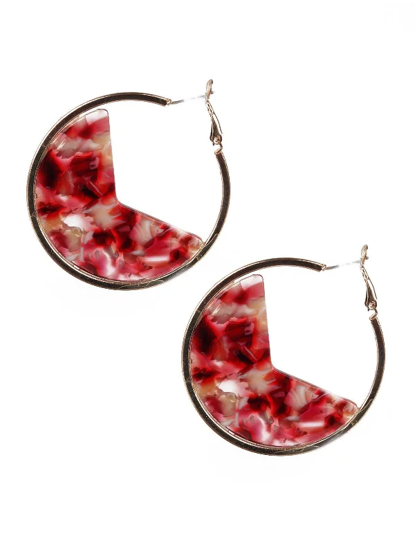 Odette Women Red And Gold Hoop Earrings