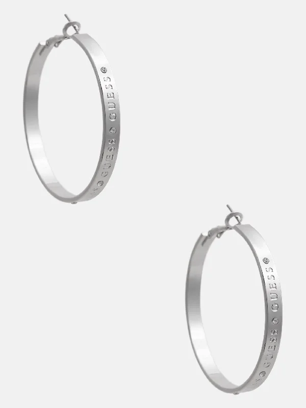 Silver-Tone Logo Hoop Earrings