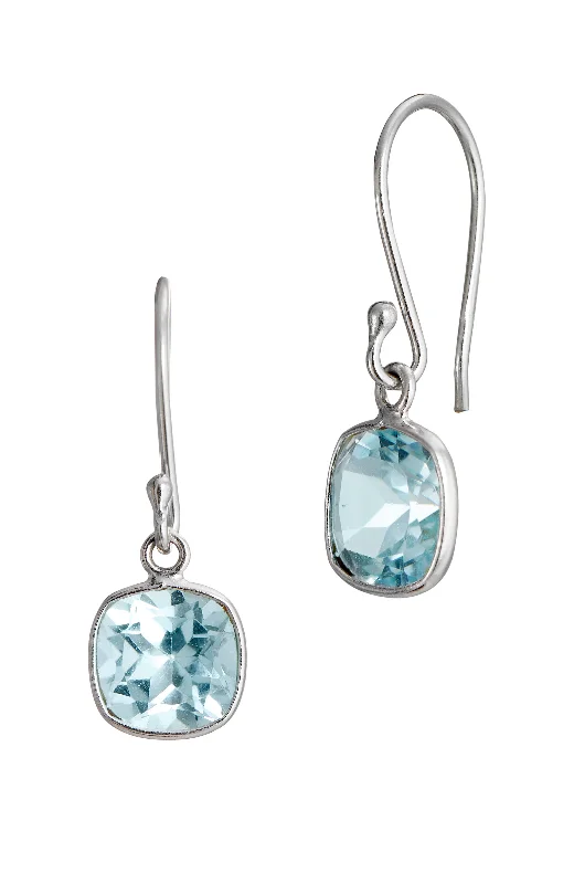 Sterling Silver Blue Topaz 2.50 carat french wire earrings