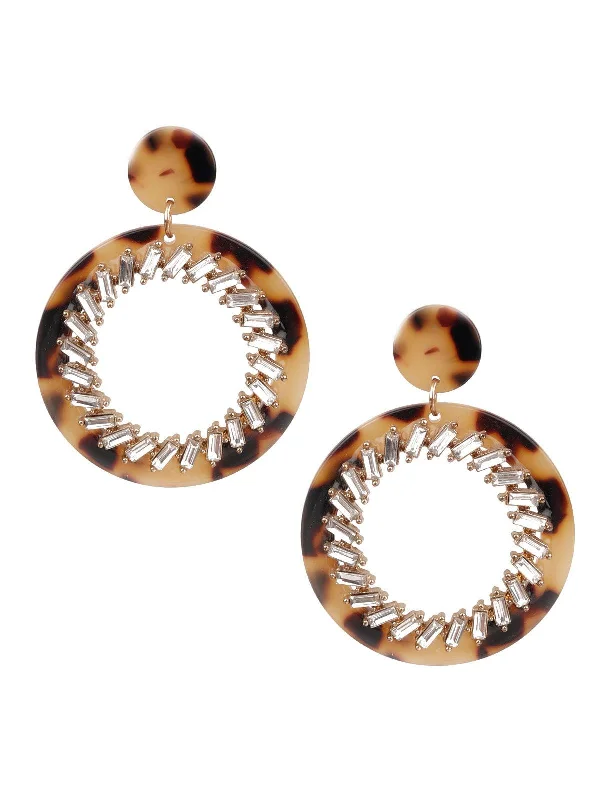 Odette Women Sunshine Brown And White Hoop Earrings