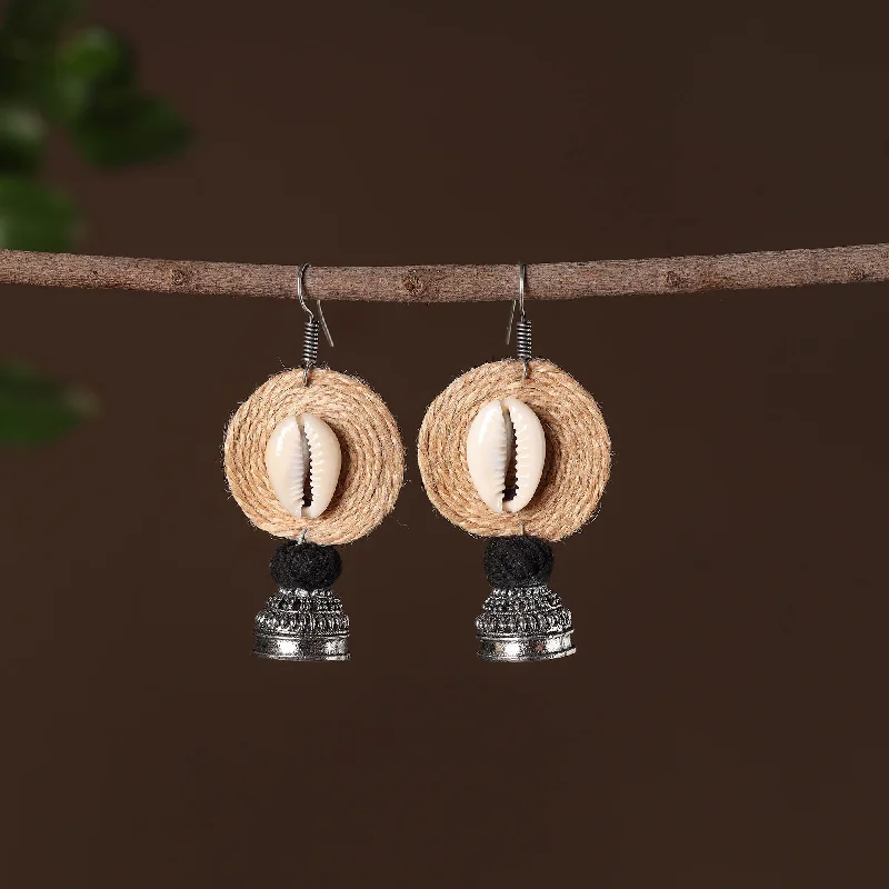 Tara German Silver Jute Jhumki Earrings