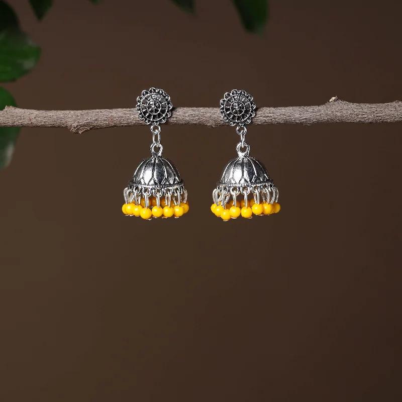 Luxury Jewelry Clearance – Shop Premium Styles Now Yashika Handmade Oxidised Silver Jhumki Bead work Earrings