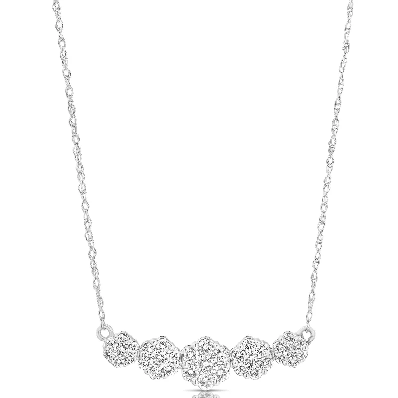 Elegant Rose Gold Jewelry For A Stylish Touch 1/2 Ct 5 Stone Graduating Flower Cluster Necklace