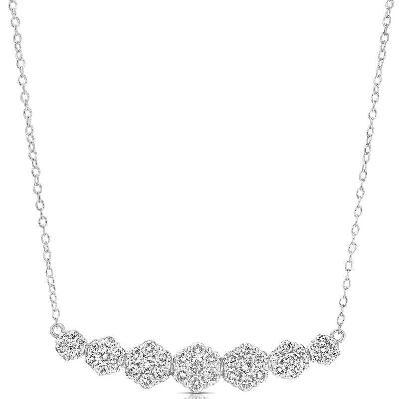 Luxury Jewelry Now At Special Promotional Rates 1 Ct 7 Stone Graduating Flower Cluster Necklace