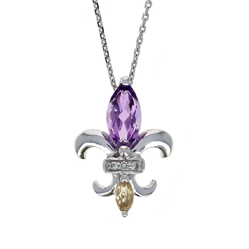 Luxury Meets Affordability – Jewelry Sale Live Now Purple And Gold Fleur-De-Lis Pendant