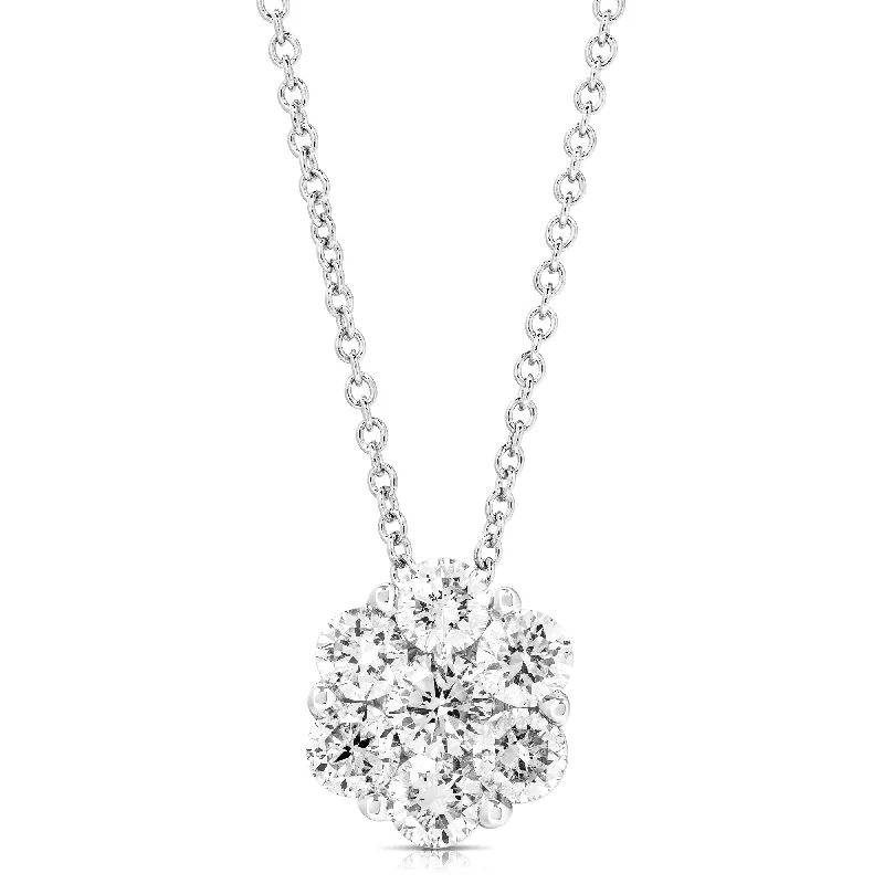 Dainty Floral Jewelry For Feminine Elegance 3/4 Ct Flower Cluster Pendant