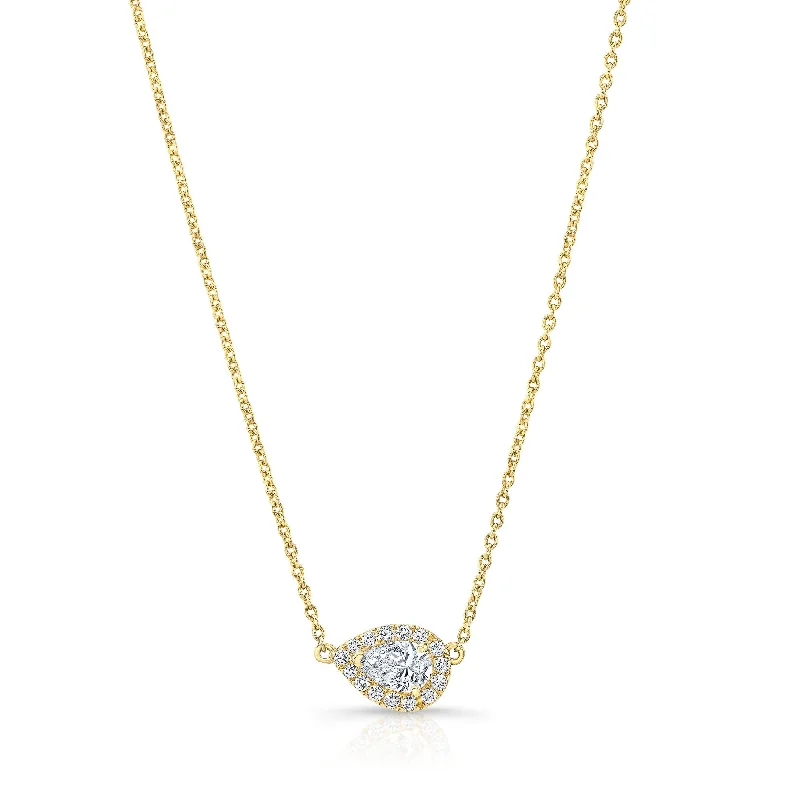 Don't Miss Out – Shop Elegant Jewelry For Less .30 Ct Pear Shape Halo Necklace