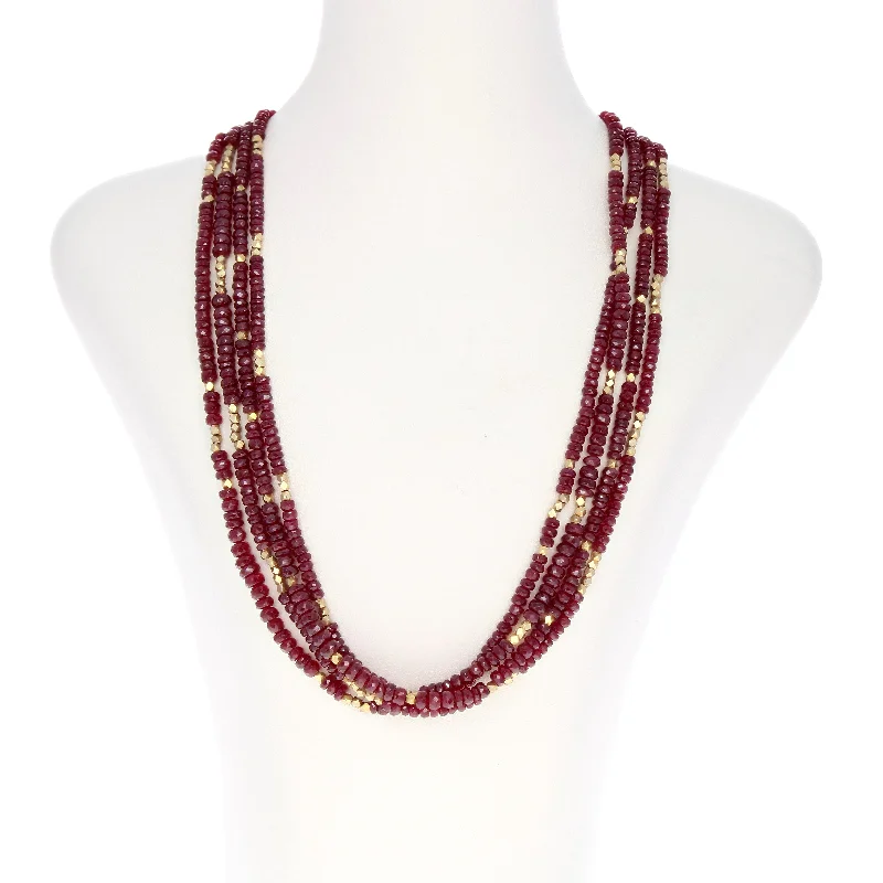 Premium Diamond Jewelry At Once-In-A-Lifetime Discounts Ruby Gold Beaded Necklace