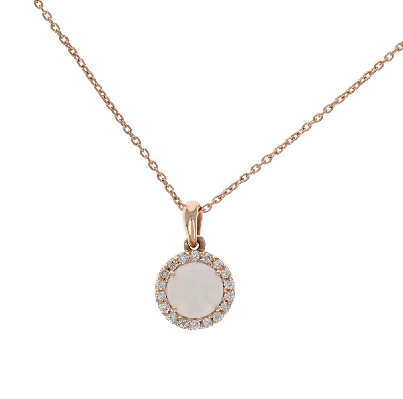 Grab Your Favorite Jewelry At The Lowest Prices Round Rose Gold Opal Diamond Pendant