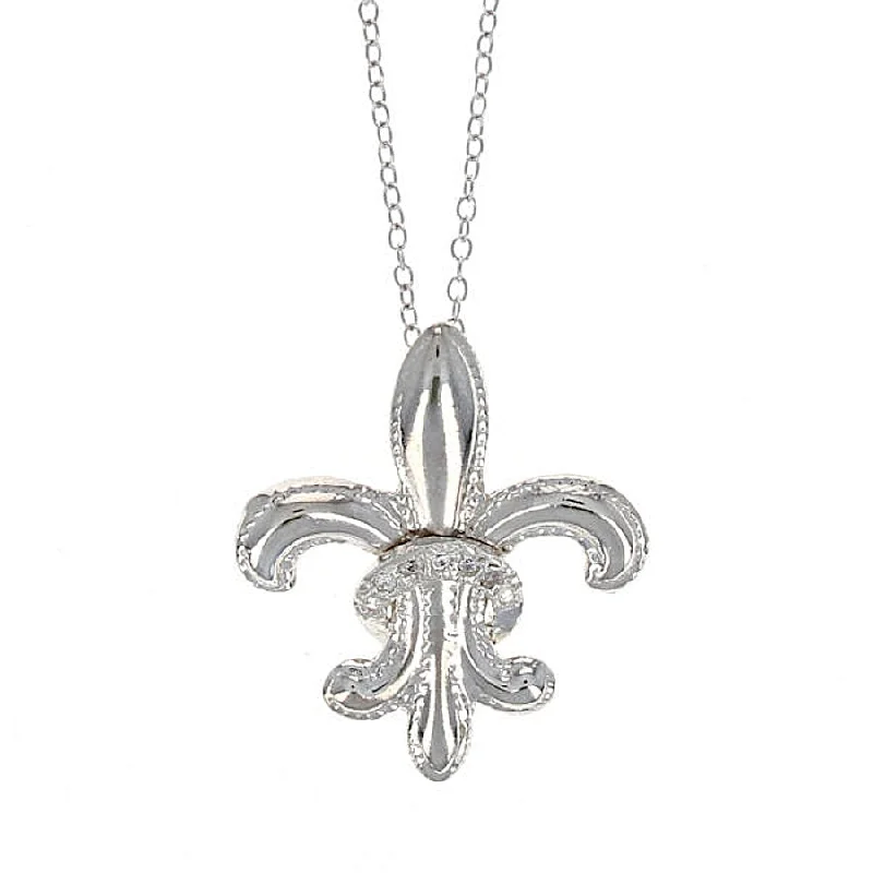 Elevate Your Outfit With Discounted Statement Jewelry Silver Fleur-de-Lis Pendant