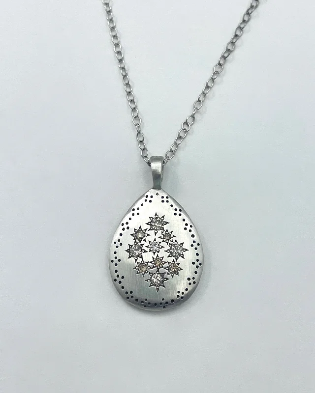 Your Perfect Accessory Now At The Best Price Adel Chefridi Silver Lights Teardrop Pendant