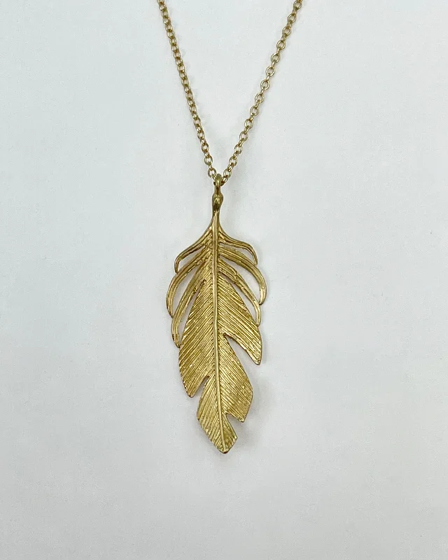 Premium Diamond Jewelry At Once-In-A-Lifetime Discounts Annette Ferdinanden 10K Gold Feather Pendant