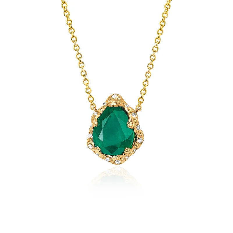 Shop Elegant Jewelry At Unbeatable Prices Baby Queen Water Drop Emerald Necklace with Sprinkled Diamonds | Ready to Ship