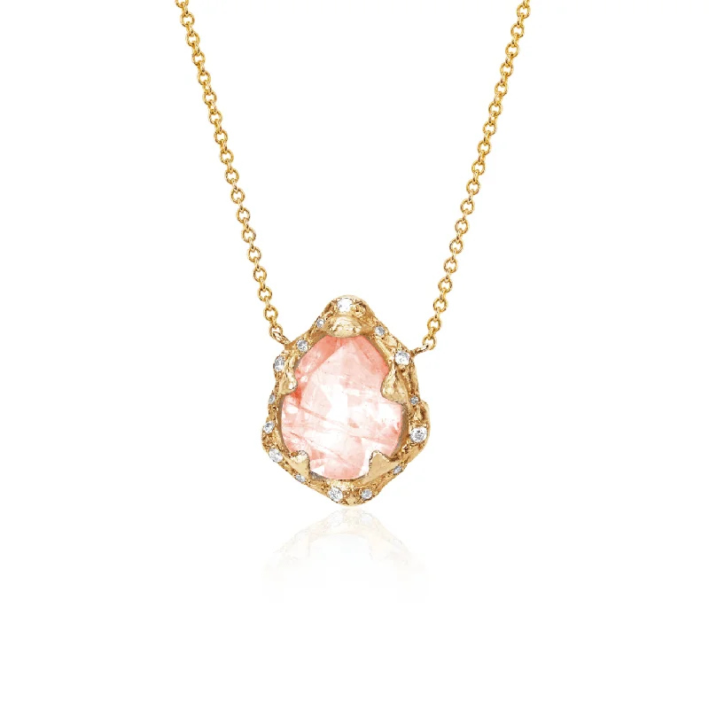 Exclusive Jewelry Bundles At Discounted Rates Baby Queen Water Drop Morganite Necklace with Sprinkled Diamonds | Ready to Ship