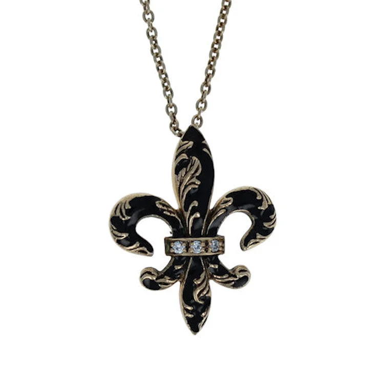 Exclusive Jewelry Discounts – Shop Now For Savings Black and Gold Fleur-De-Lis Pendant