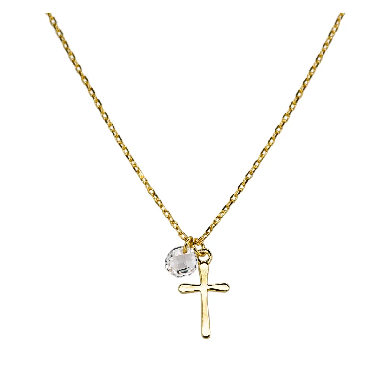 Flash Deals On Fine Jewelry – Shop Before It's Gone "CROSS SOLITAIRE" Charm CZ Necklace