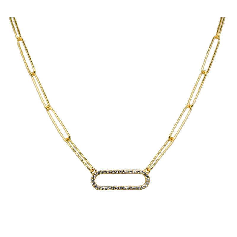 Modern Statement Jewelry For Bold Styling "BRITTNEY" CZ PAPERCLIP Necklace