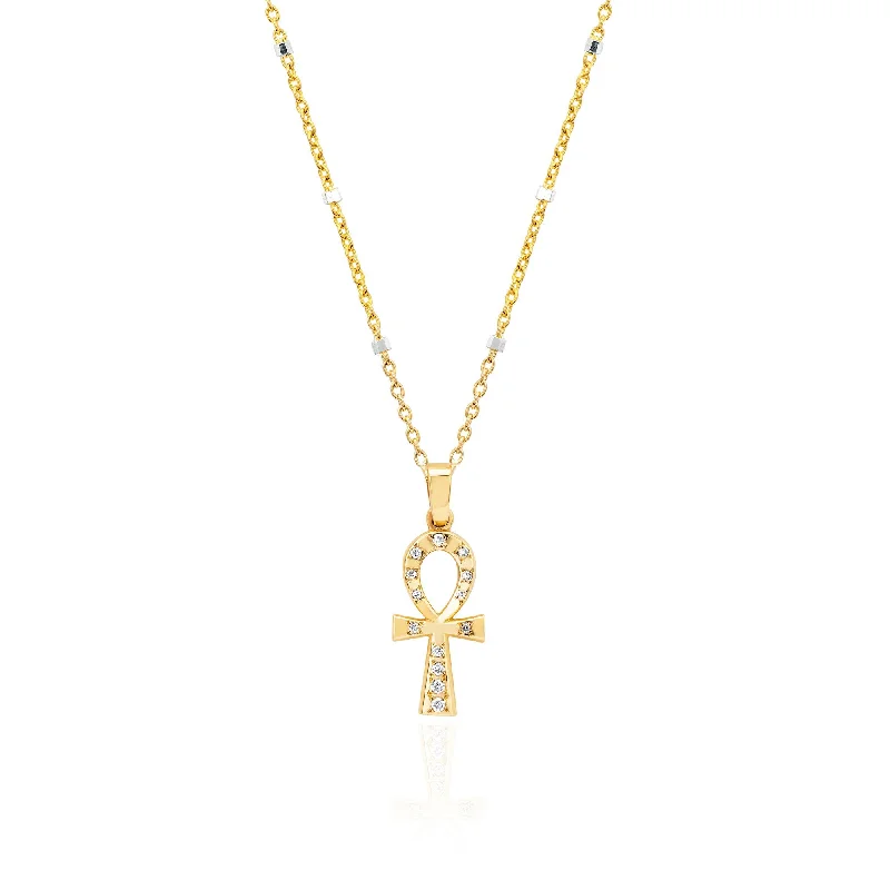 Trendy Minimalist Jewelry For Everyday Wear Diamond Eternal Ankh Cross Necklace | Ready to Ship