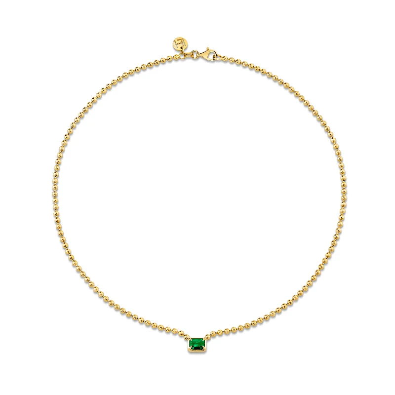 Exclusive Jewelry Offers – Shine For Less Emerald Cut Emerald on Orb Chain Necklace | Ready to Ship