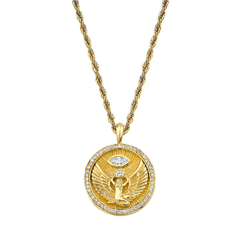 Upgrade Your Collection With Our Limited-Time Jewelry Sale Isis Diamond Pavé Halo Coin Pendant | Ready to Ship