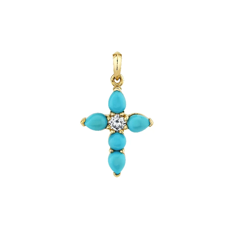 Seasonal Jewelry Sale – Upgrade Your Collection Medium Turquoise & Diamond Faith Pendant | Ready to Ship