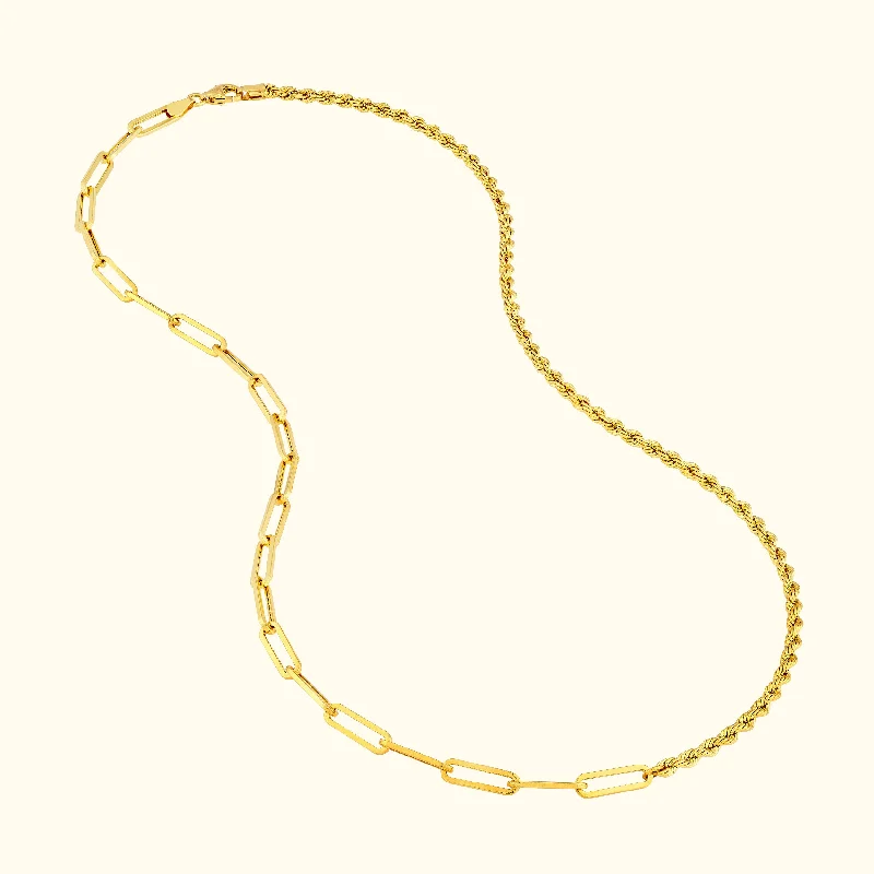 Clearance Sale On High-End Jewelry Collections 50/50 Paperclip + Rope Chain Necklace